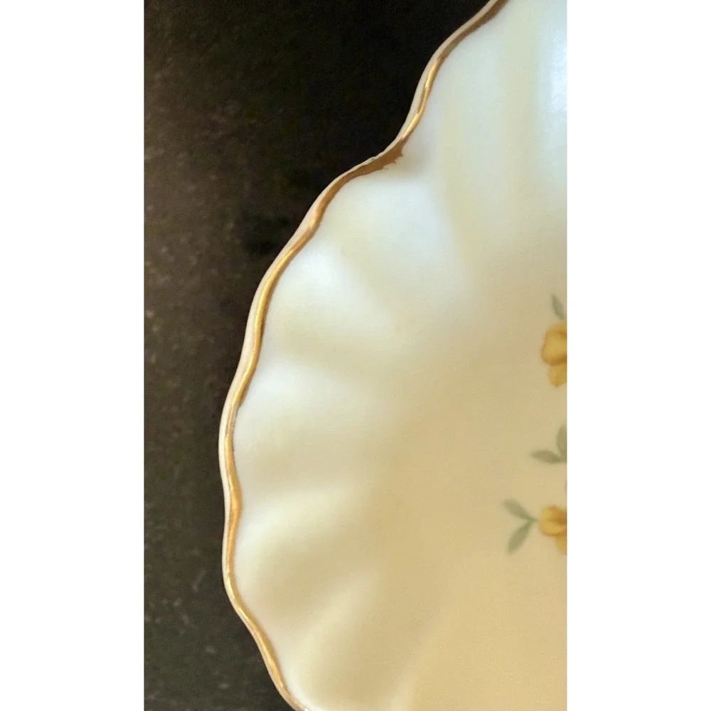Lefton China Hand Painted Celadon Green Floral Scalloped Soap/Trinket DISH #8183